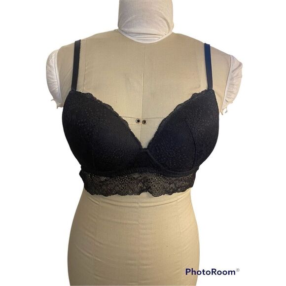 PINK Victoria’s Secret Lace Wireless Push Up Bra Black - Picture 1 of 9